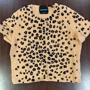 Michael Simon Sequin Leopard Sweater - Tan and Black